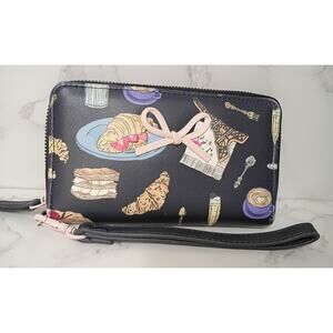 BETSEY JOHNSON Xokara French Dining Medium Zip-Around Wristlet